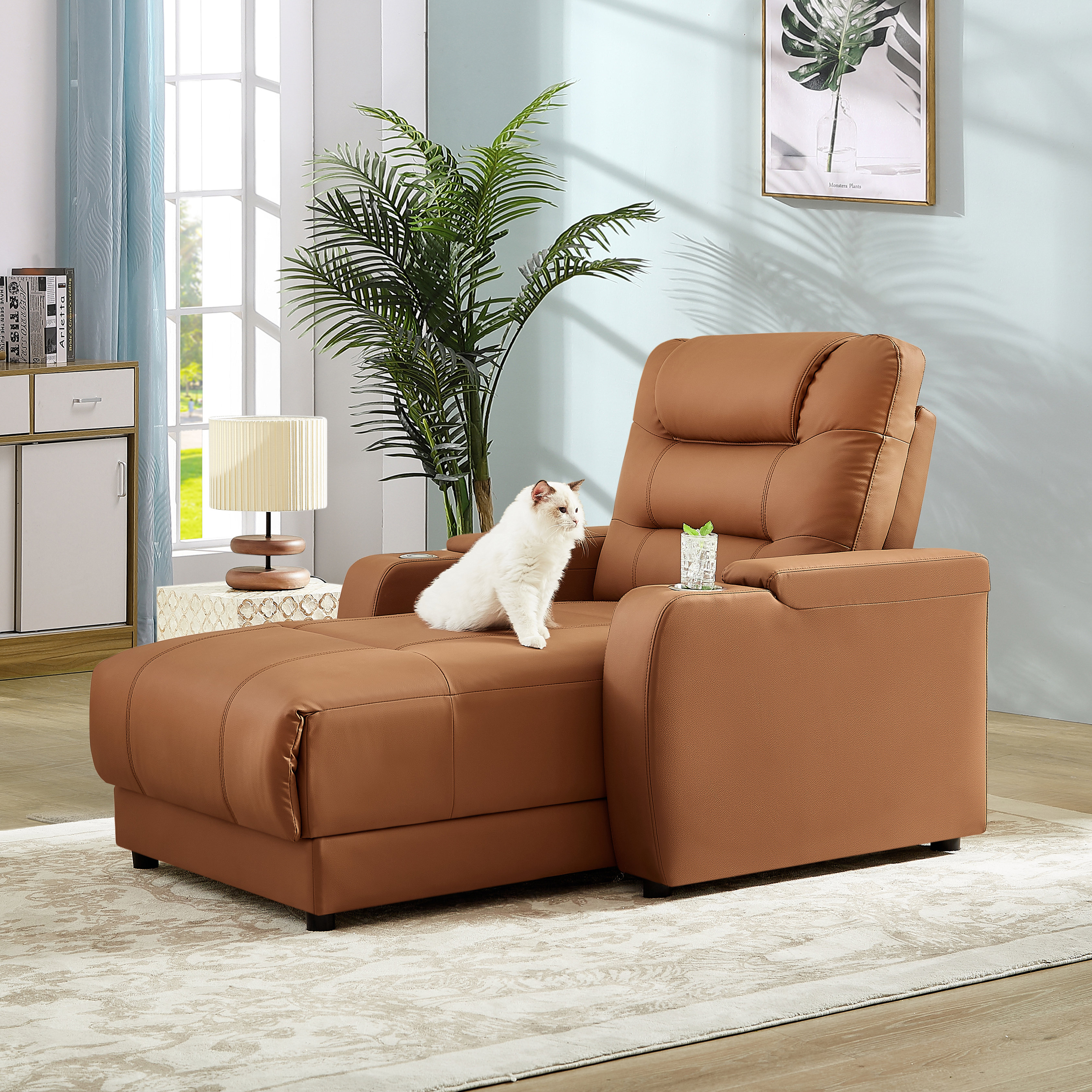 Latitude Run® Elliani Electric Faux Leather Chaise Lounge